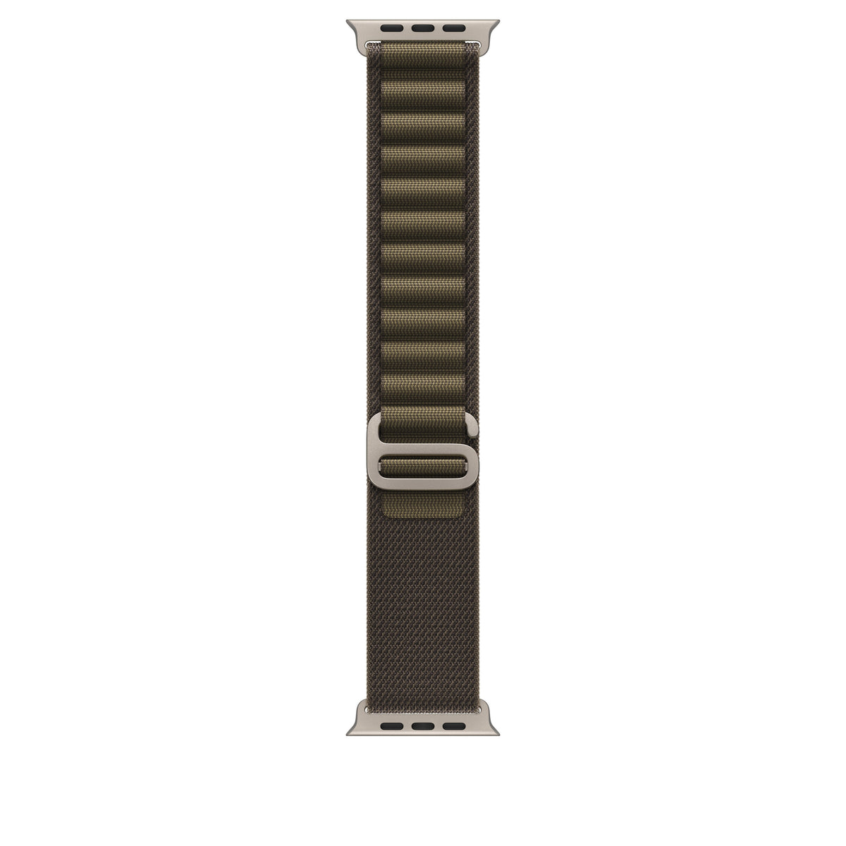 49mm Dark Olive Alpine Loop - Large - Natural Titanium Finish