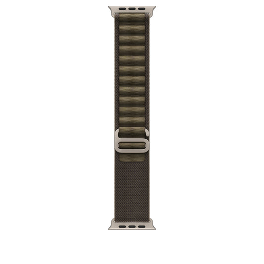 49mm Dark Olive Alpine Loop - Large - Natural Titanium Finish