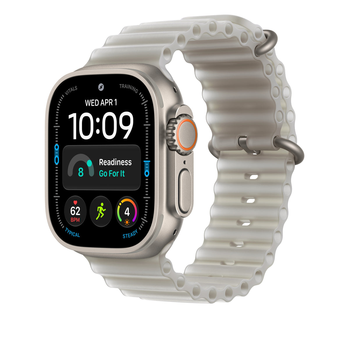 49mm Translucent Gray Ocean Band - Natural Titanium Finish