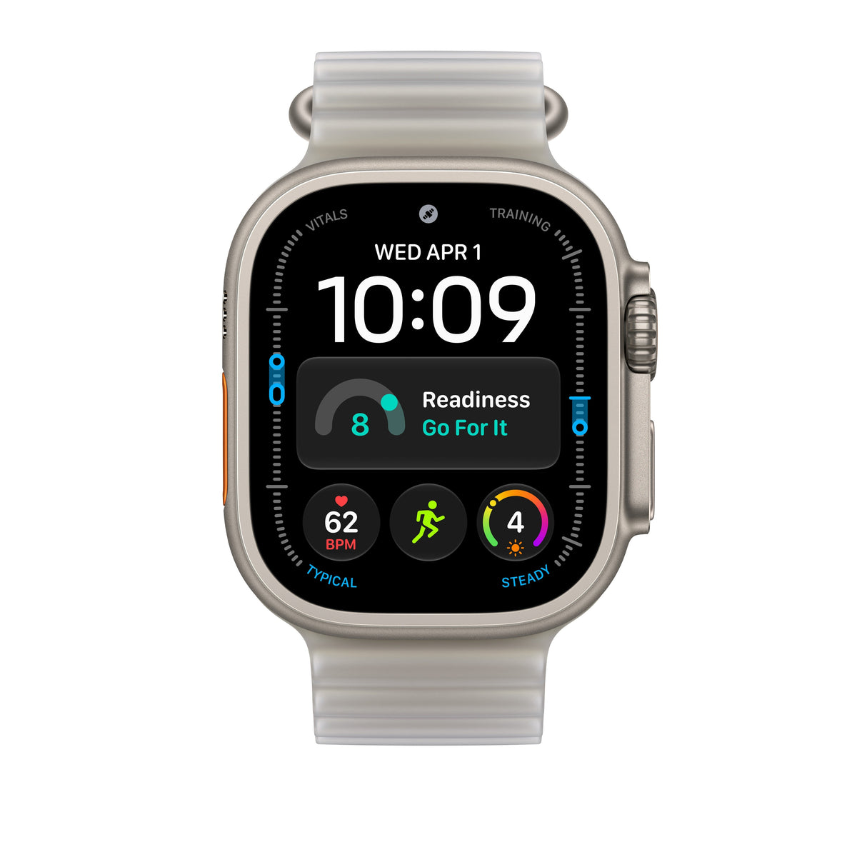 49mm Translucent Gray Ocean Band - Natural Titanium Finish